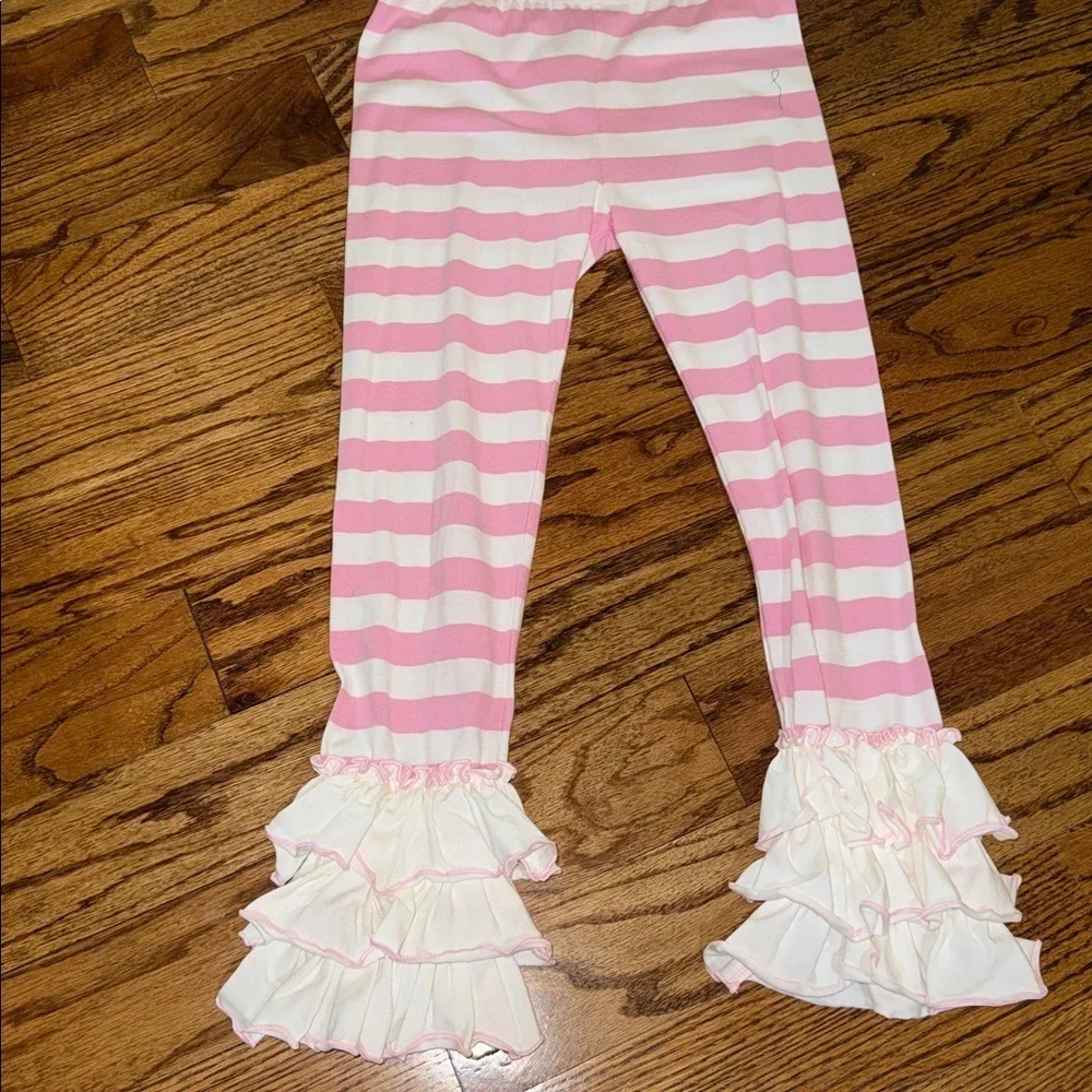 Serendipity girls long striped sleeved set and headband with ruffle details